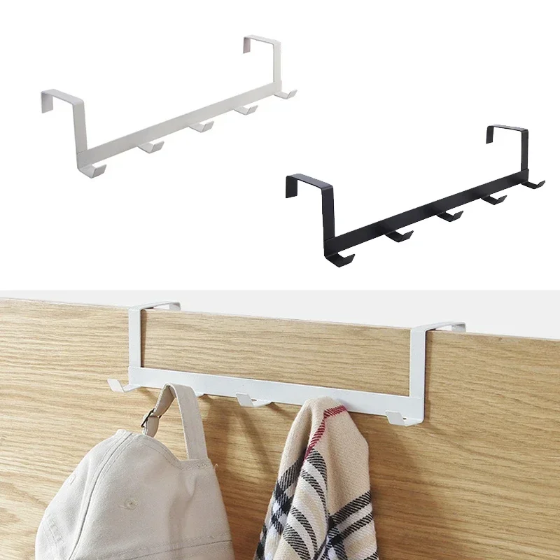 Door Hook Hooks Over The Door 5 Hooks Home Bathroom Organizer Rack Clothes Coat Hat Towel Hanger Bathroom Kitchen Accessories Holder