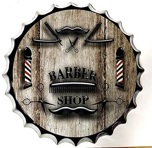 

Retro Sign Barber Shop Bottle Caps Retro Metal Tin Sign Diameter 13.8 Inches - Handcrafts Home Decor Bar Plaque Lounge