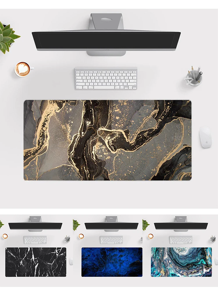 

Grey Gold Marble Desk Mat Gaming Mousepad Large Xxl Mouse Pad Non-slip Rubber Desk Pad Computer Keyboard Mat Desk Accessories