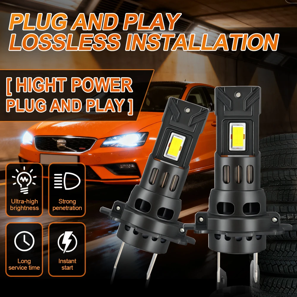 2PCS H7 LED 헤드라이트 전구 매우 안정적인 고출력 1000W 칩 IP68 방수 자동 헤드램프 슈퍼 브라이트 눈부심 방지 안개등