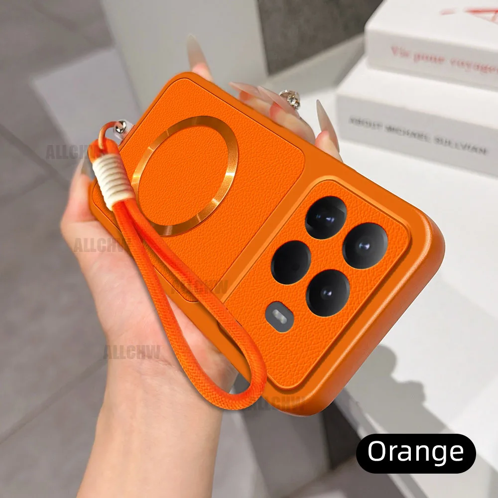 Luxury Leather Matte Magnetic Hand Strap Phone Case