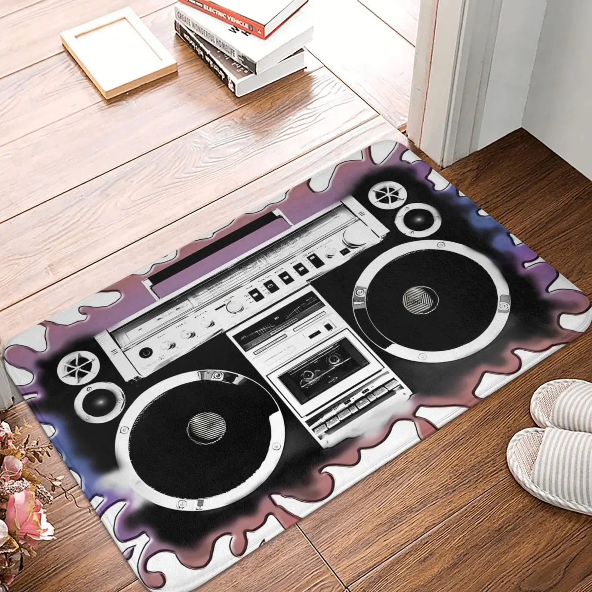 80S Vibe Melting Boombox Boom Box Musica Antiscivolo Zerbino Tappeto Bagno Cucina Mat Outdoor Indoor Modern