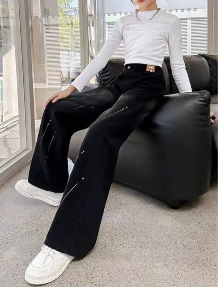 Wide-Leg Jeans Winter Fleece-Lined Thermal