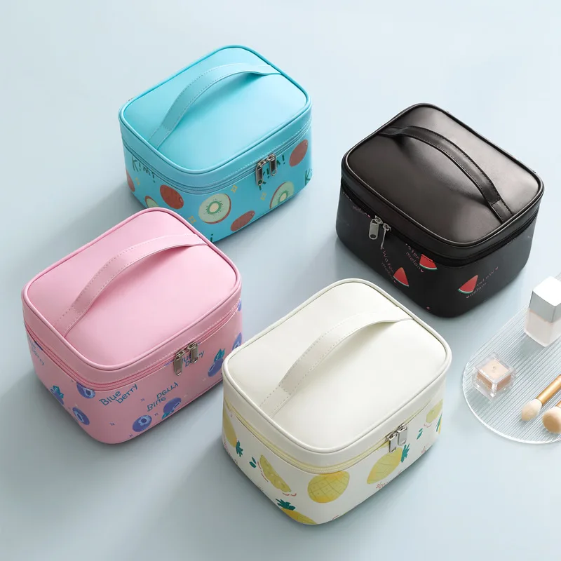 

Portable Makeup Bag Fruit Pattern Cosmetics Storage Cases PU Waterproof Washbag Women Outdoor Travel Organizer Cosmetic Bags