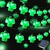Solar St Patricks Day Decorations Shamrock String Lights Lucky Clover Green Lights Outdoor Waterproof 8 Mode Light 066 1