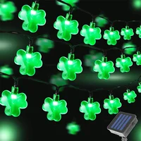 Solar St Patricks Day Decorations Shamrock String Lights Lucky Clover Green Lights Outdoor Waterproof 8 Mode Light 066 1