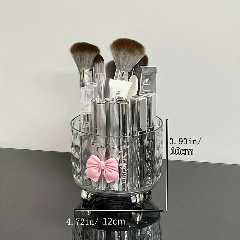 All-in-One Rotating Makeup Organizer - Clear Plastic Dustproof Cosmetic Storage - Lipstick Brushes & Accessories 4