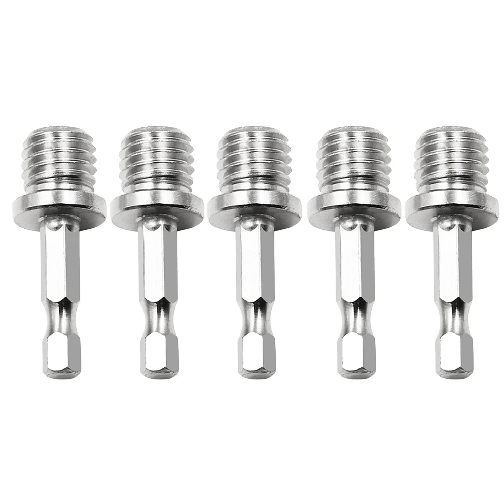 

5pcs Drill Adapter M14 Screw Thread Hex Shank Polishing Pad Connection Rod For Electric Drill Polisher Angle Grinder Tools