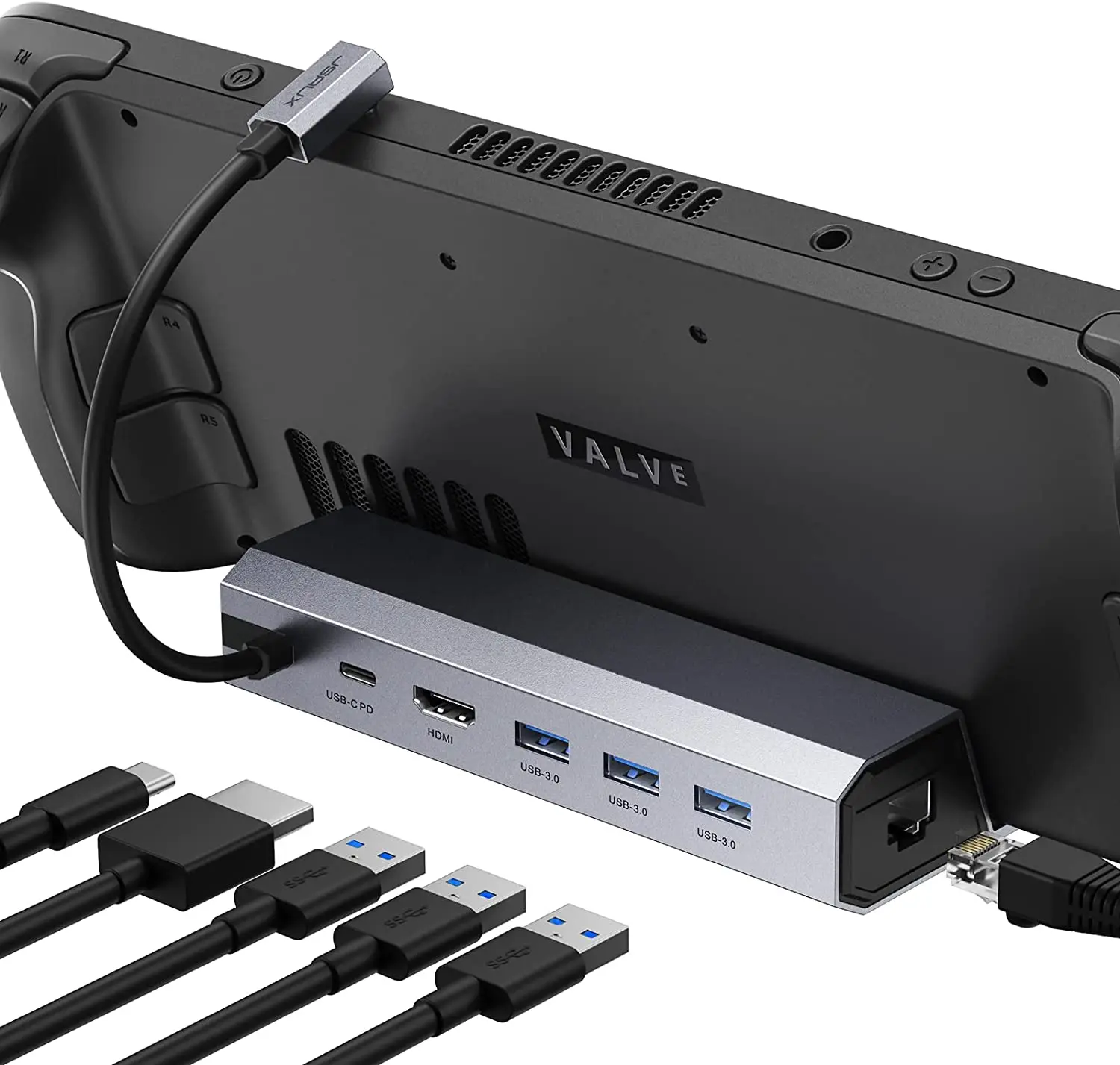Docking Station 6 In 1 Per Steam Deck Oled, Hdmi 4K @ 60Hz, Ethernet, Usb-A Porte, 100W Usb-C Ricarica Per Steam Deck Oled