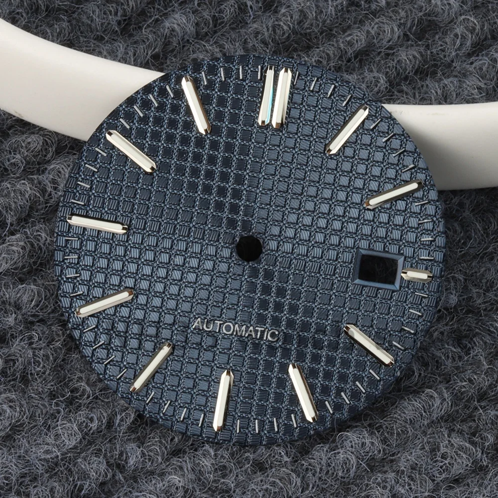 31.8mm NH35 Dial Ice Blue Watch Dial Green Luminous For Royal Oak Cases Watch Mods Parts For NH35 NH36 Automatic Movement