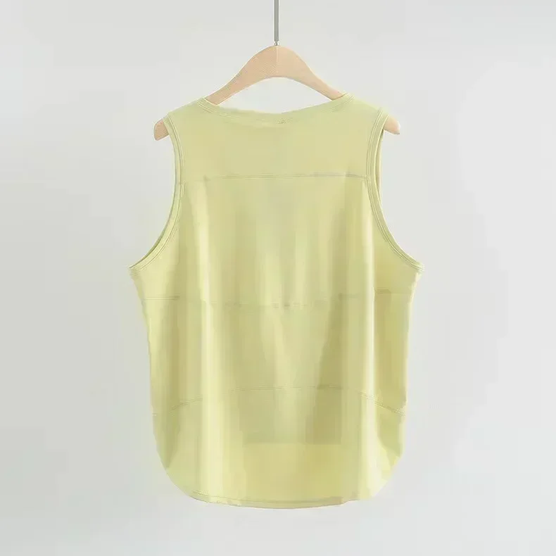 Lemon Women Naked Feel Fabric Loose Sports Vest Quick Dry   Patchwork Yoga Sleeveless Shirts Fitness Running Workout Tank Top