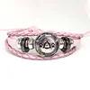 Therian Symbol Cat Wolf Fox Therian Pink Leather Bracelet Glass Cabochon Button Multilayer Bangles Wristband Gift 3