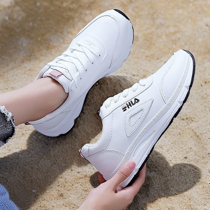 2025 Spring New Leather Casual Shoes Korean Version of White Shoes Student Dad Shoes Women