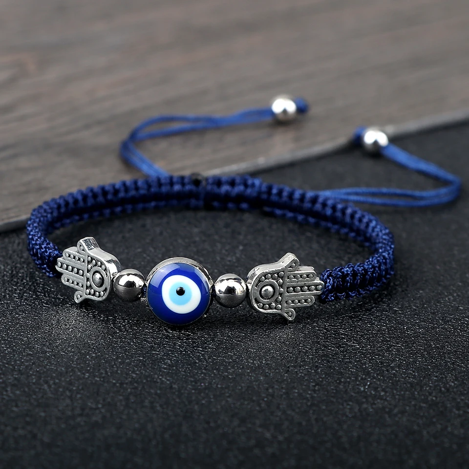 Braccialetto E Cavigliera Boho Evil Eye - Corda Rossa Intrecciata Con Occhio Turco - Regolabile