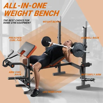 Weight Bench Press Set wWeight Bench for Home Gym Adjustable Workout Pad Full Body Flat Incline Bench Weight Lifting 5