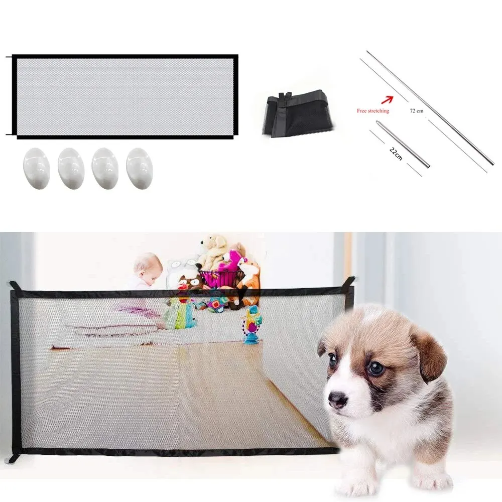 Pet Dog Fence Pet Dog Barrier Fences Folding With 4Pcs Hook Breathable Mesh Playpen Indoor Baby Gate Puppy Entrance Safety Fence