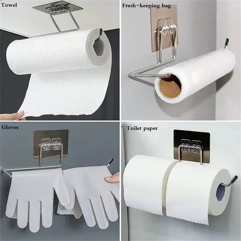 Kitchen paper towel stand glue toilet rack towel, hang tissue dispenser roll napkin cabinet storage accessories, 2 pieces 6 Kitchen paper towel stand glue toilet rack towel, hang tissue dispenser roll napkin cabinet storage accessories, 2 pieces 6