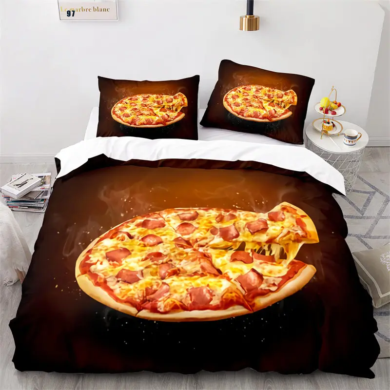 

Food Fast Food Duvet Cover Pizza Hamburger Bedding Set Microfiber Quilt Cover King Queen for Kids Teen Adults Bedroom Decoration