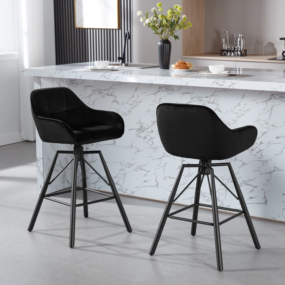 WOLTU Set van 6 barkrukken, barstoel met rugleuning, armleuningen, voetensteun, kruk met kunstleren bekleding, ergonomische gestoffeerde kruk, keukenkruk, modern, voor bar, keuken, eetkamer, bruin
