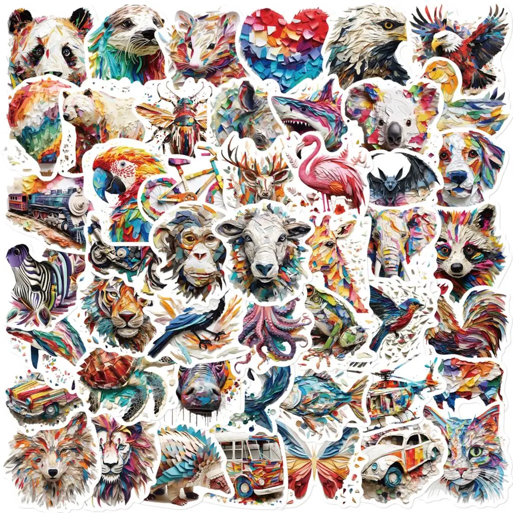 

10/25/50PCS Cartoon Origami Animal Stickers For Car Laptop Phone Stationery Decor Vinyl Decals Waterproof Sticker Kids Gift