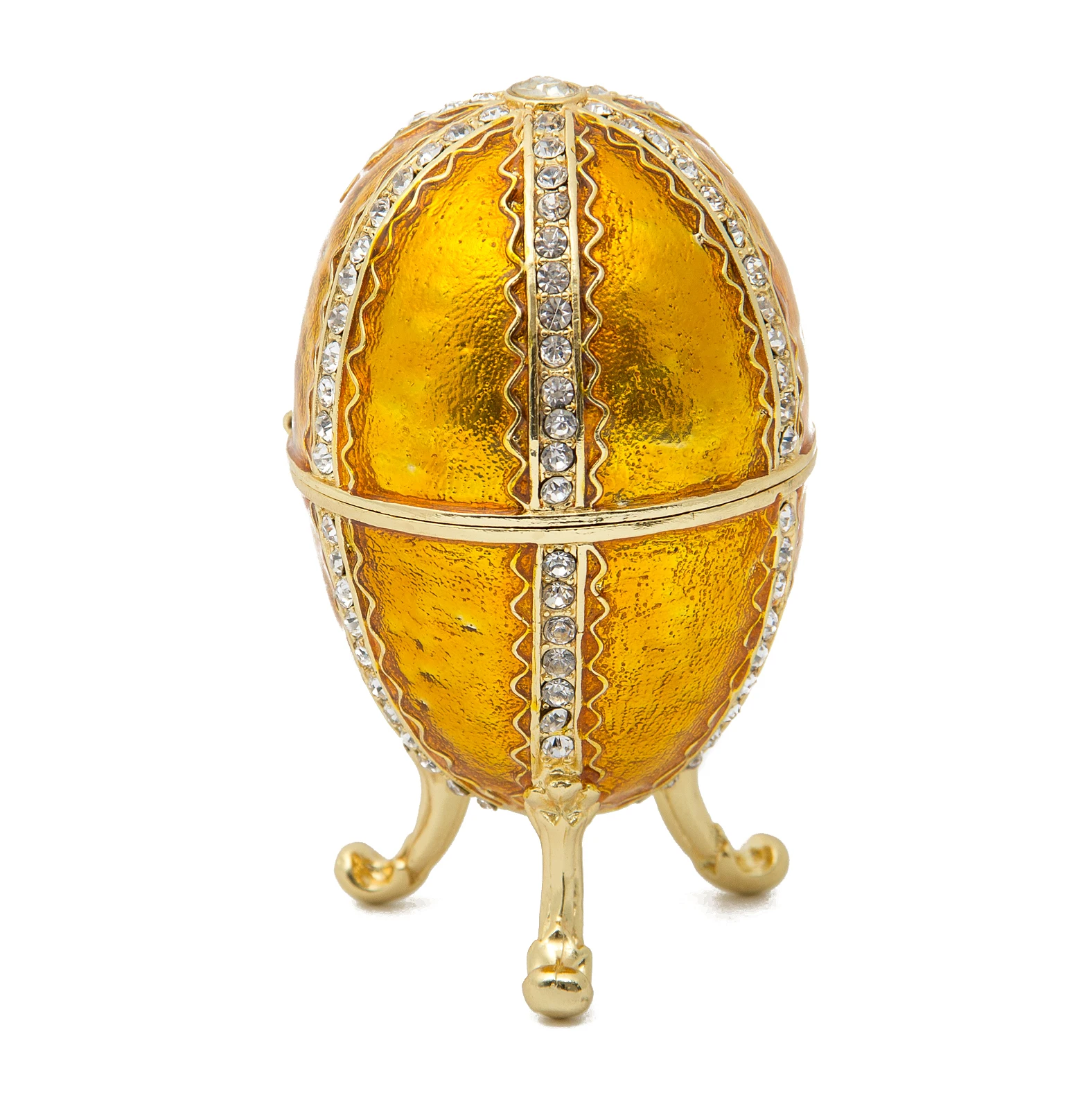 Qifu Nuovo Arriva Oro Faberge Egg Jewelry Trinket Scatola Di Metallo Artigianato Decorazione