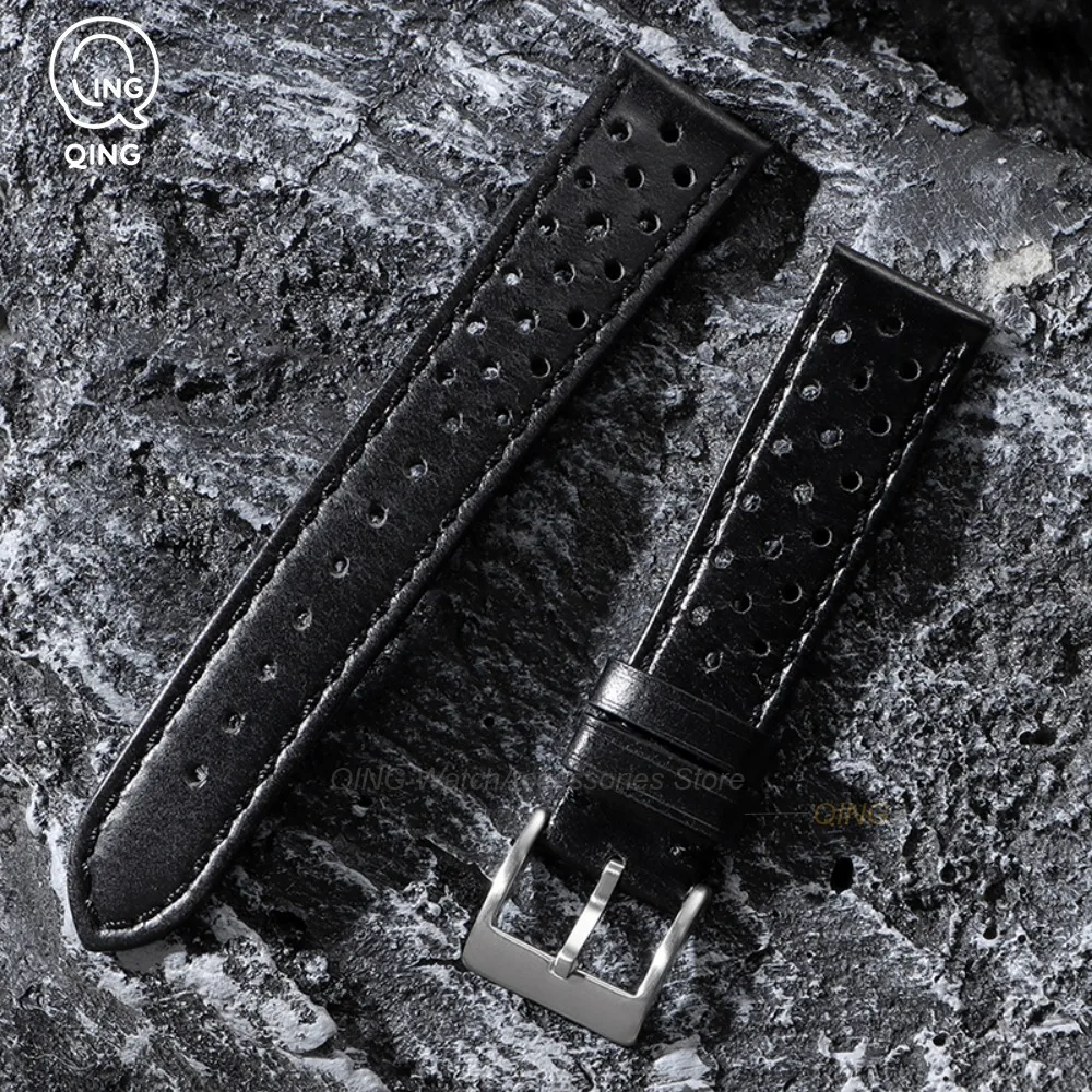 Vintage Genuine Leather Watch Bands - Cowhide Straps, Breathable Bracelet, 18mm, 20mm, 22mm Sizes