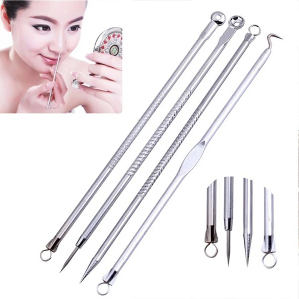 4PCS/set Acne Blackhead Removal Needles Black Dots Cleaner Black Head Pore Cleaner Deep Cleansing Tool Face Skin Care Tool blackhead remover acne remover facial pore cleanser