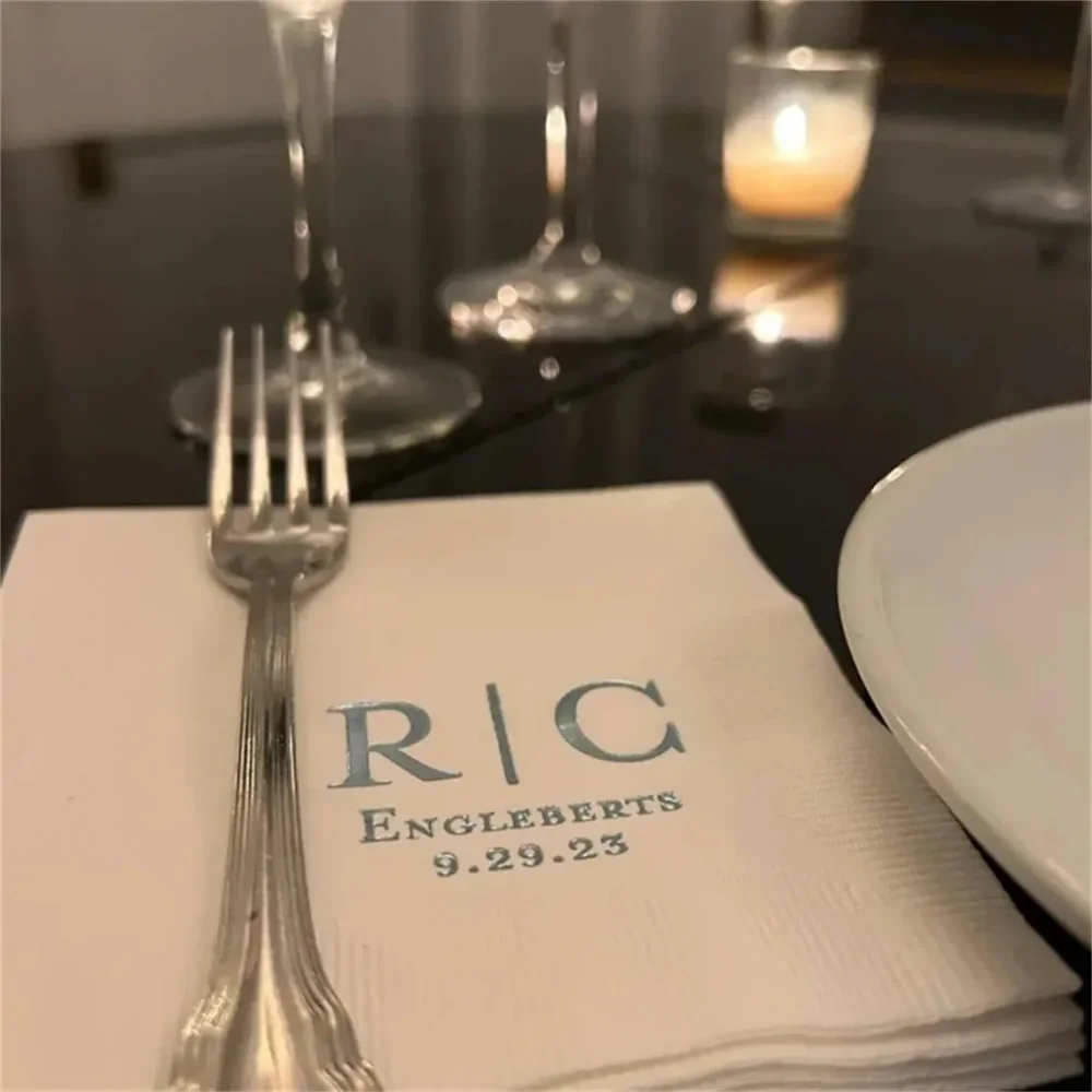 Set of 50 Napkins Wedding Personalized napkins Wedding napkins Beverage Napkins wedding Personalized Gift