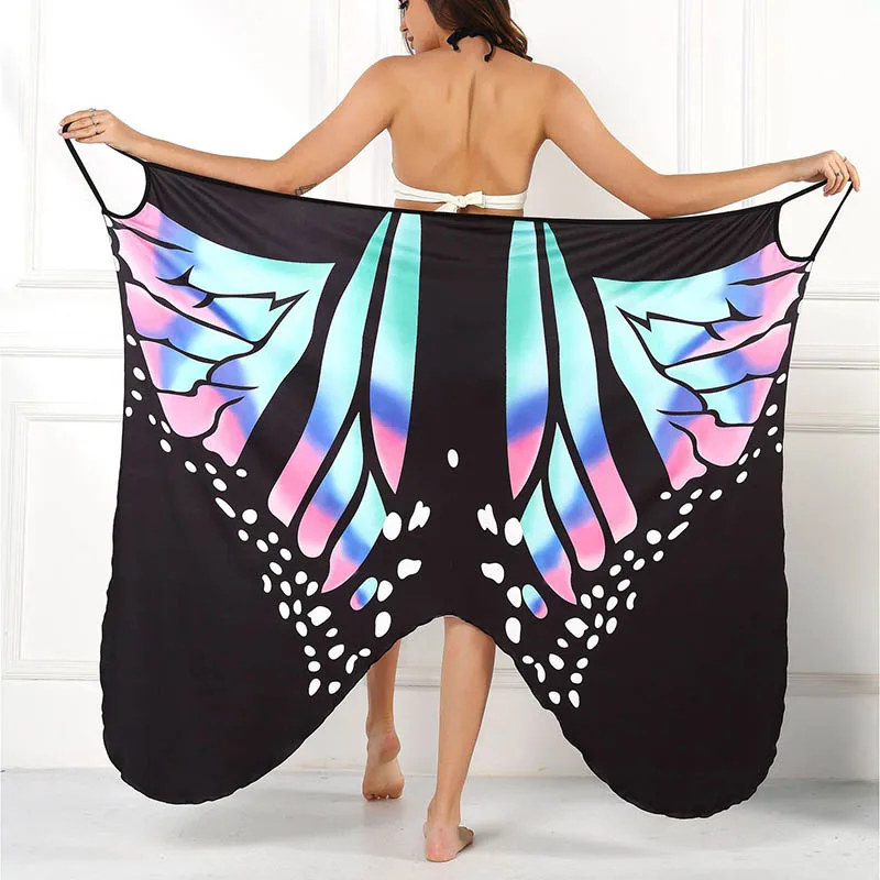 sexy swimsuit cover ups Sexy Butterfly Print Cover Up Swimwear Women Swimsuit Summer Tunic Bikini Bath Sarong Wrap Skirt Elegant Lady Beachwear Dress bikini cover up skirt