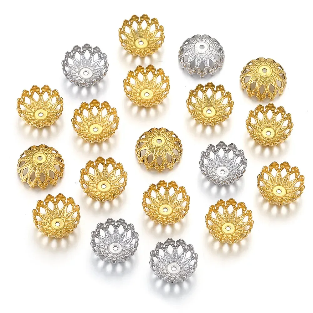 18k Gold Plated Filigree Bead Caps For Jewelry Making Supplies Handmade DIY Beading Accessories 3