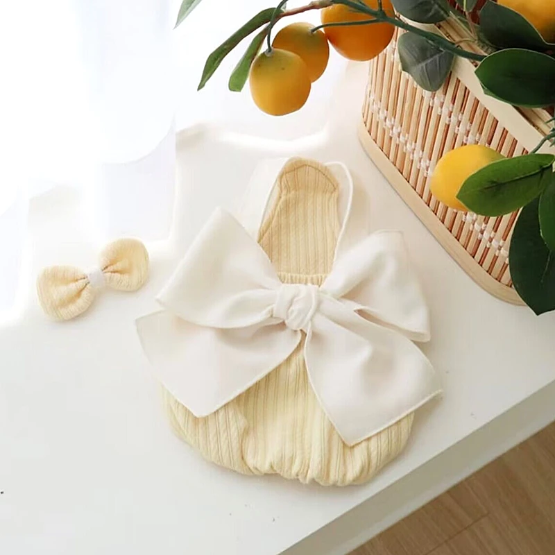 

2023 Pet Bow Suspender Summer Bichon Vest Pomeranian Pretty Clothes Puppy Home Clothes Pet Supplies XS-XL