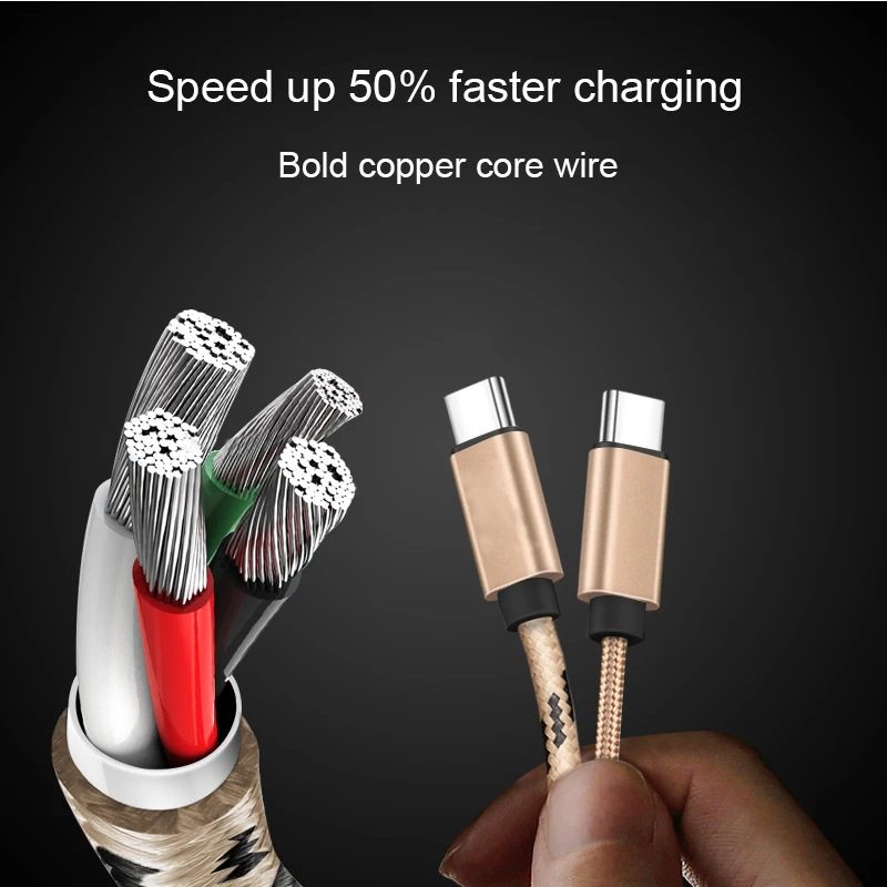 Premium Nylon Braided USB Type C Fast Charging Cable - 3A Data Sync, 2M/3M Length for Android Mobile Phones