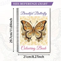 1 шт. книги для рисования, элегантная замысловатая красивая спиральная книжка-раскраска на бабочке, для детальных моментов раскрашивания природы — изображение 5