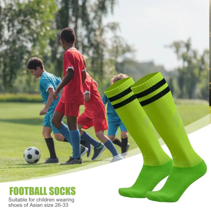 1 Pair Children Football Long Socks Cotton Spandex Kids Soccer Over