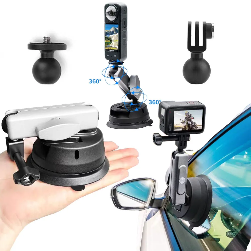 Ventosa Per Action Cam BRDRC - Compatibile GoPro, OSMO, Insta360, Regolazione 360° - Foto 3