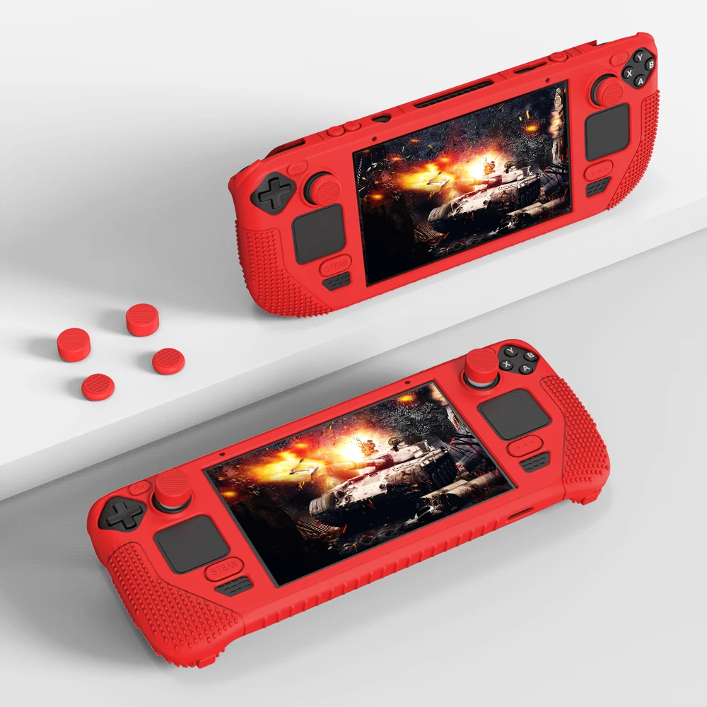 Shockproof Silicone Case For Steam Deck With 4 Rocker Caps - Anti-Scratch Protective Cover