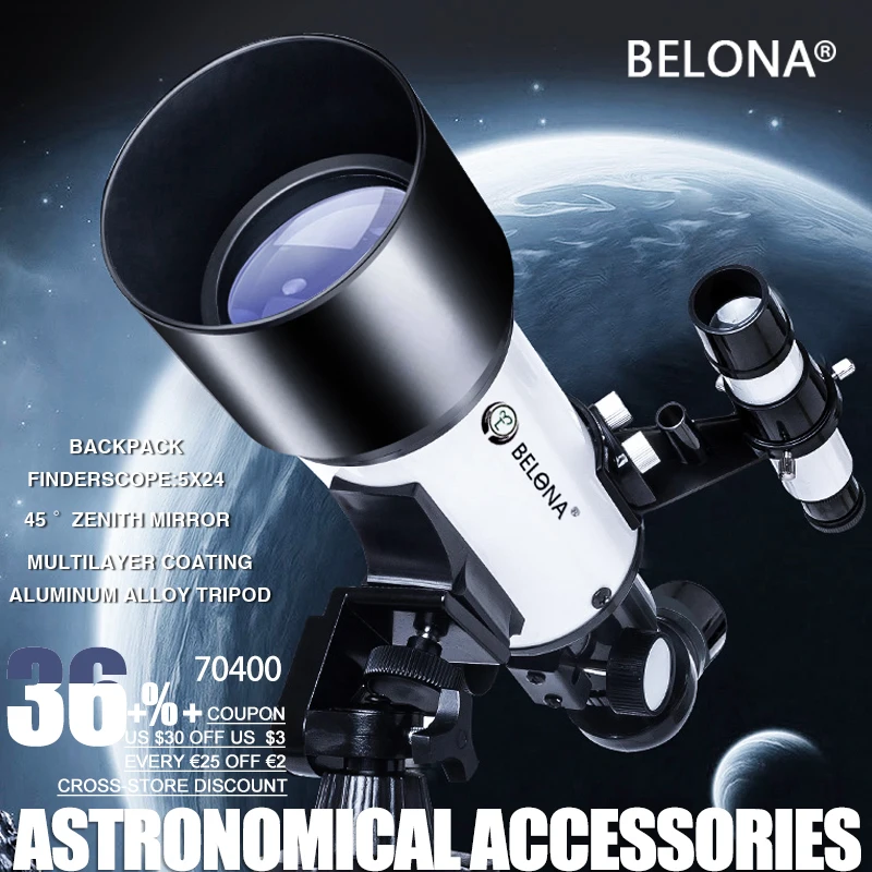 

High Professional Astronomical Monocular Telescope, 140X F70400m Telescope, refractive index, Moonwatching, Birdwatching