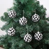 24pcs Christmas Plaid Ball Christmas Tree Ornaments Plaid Fabric Christmas Balls Xmas Hanging Tree Pendants Noel Navidad 2024 5