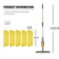 Ultimate 360° Rotating Microfiber Floor Cleaning Mop with Spray System (YellowMop 6 pad hook)