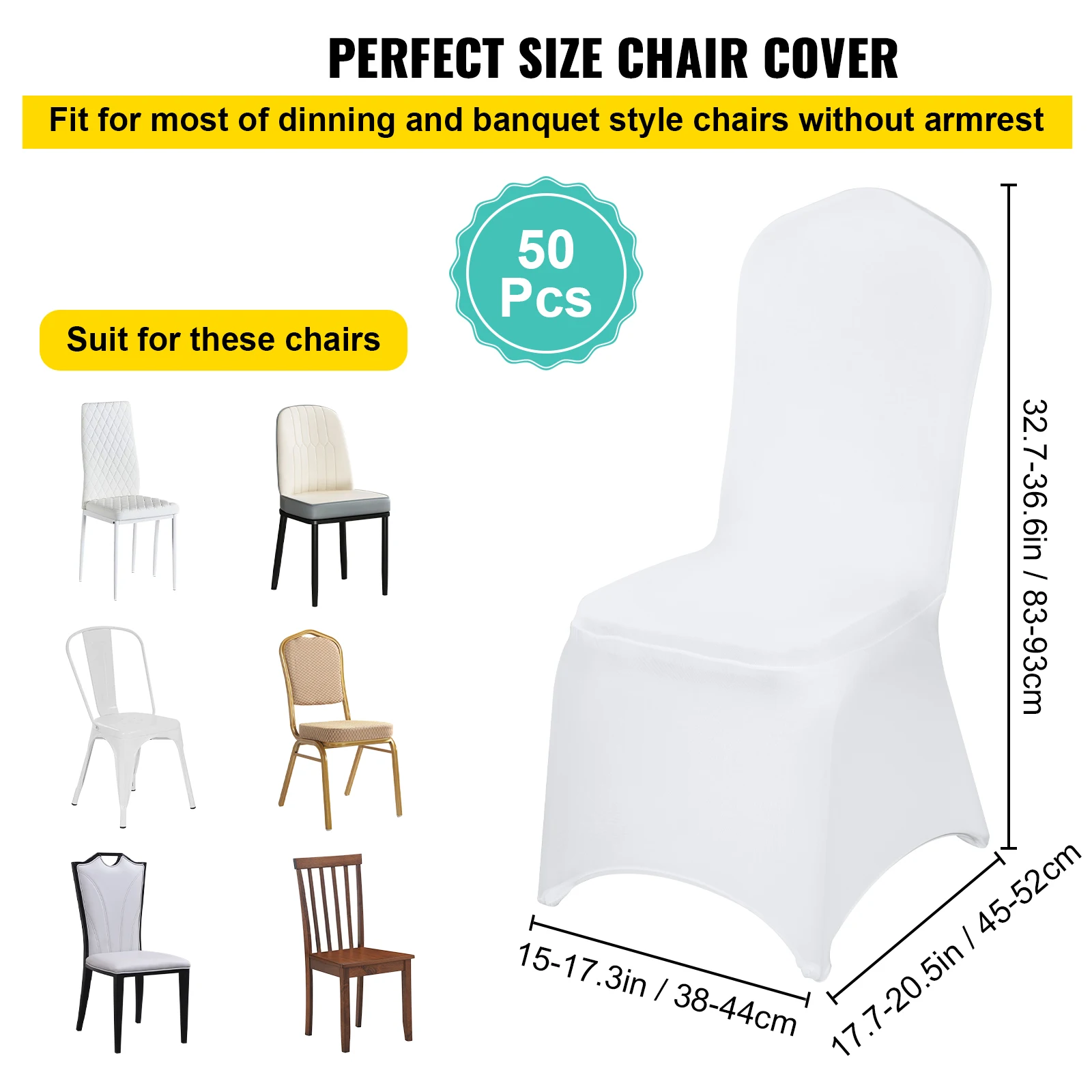 White Spandex Chair Covers for Wedding Banquet Hotel