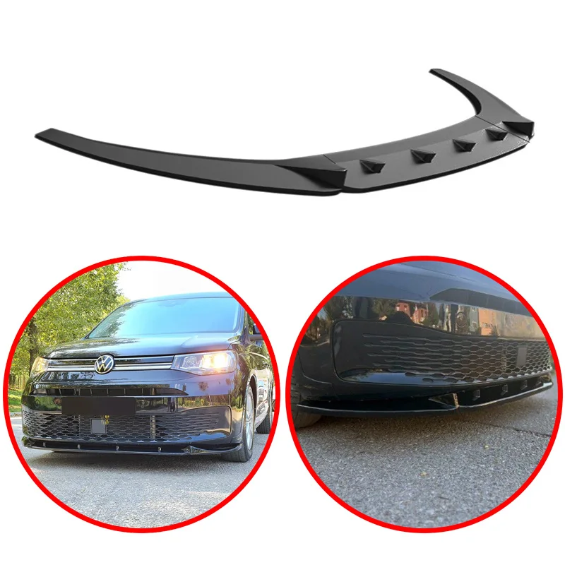 Per Vw Volkswagen Caddy Mk5 2021 2022 2023 2024 Spoiler Auto Paraurti Anteriore Lip Lucido Nero O Fibra Di Carbonio Look Body Kit