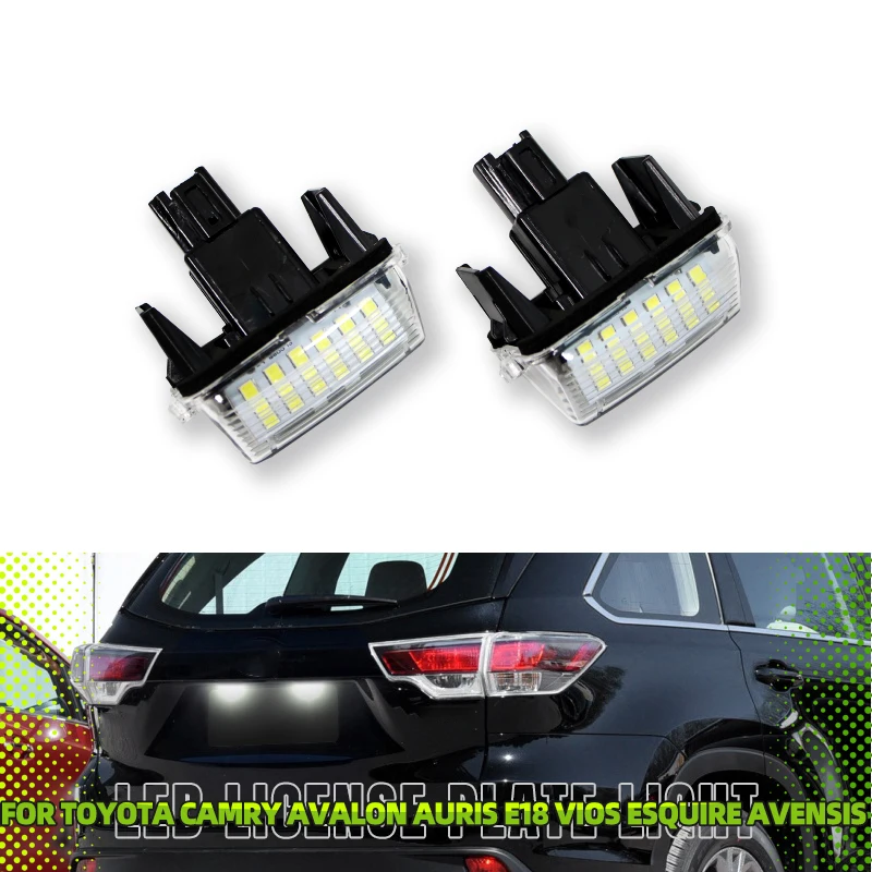 

2Pcs LED License Number Plate Light Lamps for Toyota Camry Avalon Auris E18 Vios Esquire Avensis Esquire EZ Noah Proace City SAI