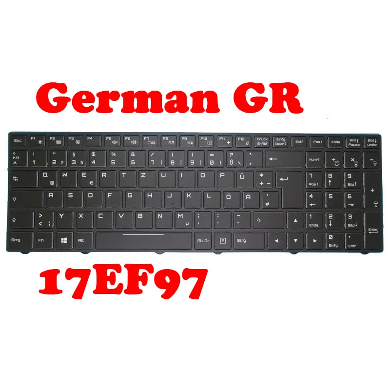 

Клавиатура для ноутбука SKIKK 17EF97 с рамкой, новая черная немецкая клавиатура GR/США с подсветкой