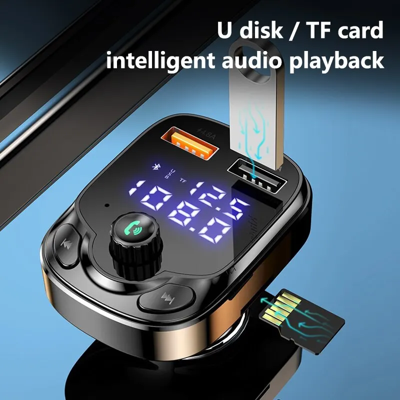 Bluetooth 5.0 Wireless FM Transmitter 4.8A Dual USB Car Radio Modulator MP3 Player Handsfree Quick Charge Adapter for Car