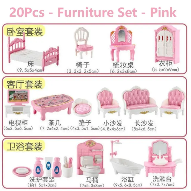 Hot Sale Cute Kawaii Pink 10 Items/Lot Miniature Dollhouse Furniture Accessory Kids Toys Kitchen Cooking Things For Girl Gifts 4