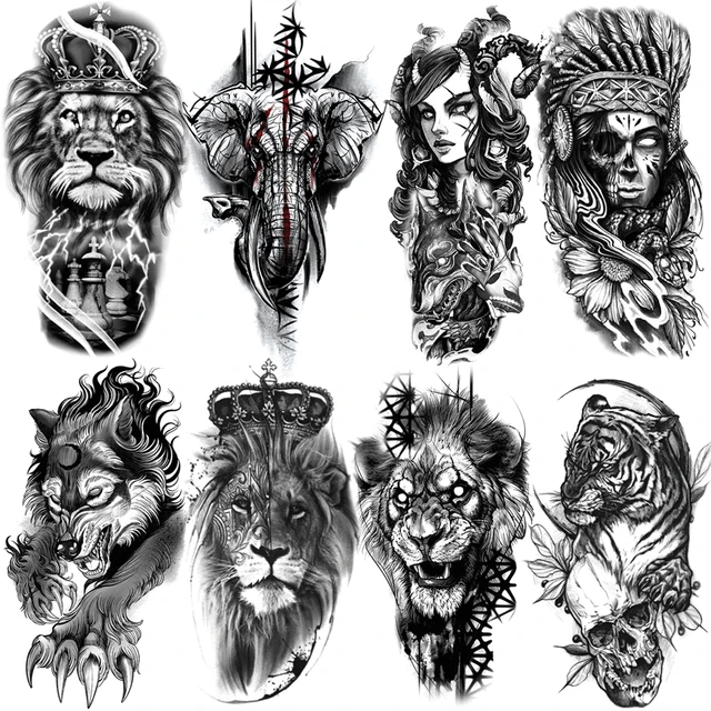 Spartan Warrior Temporary Tattoos For Men Boys Realistic Lion Wolf Tiger  Compass Fake Tattoo Sticker Arm Chest Waterproof Tatoos - Temporary Tattoos  - AliExpress