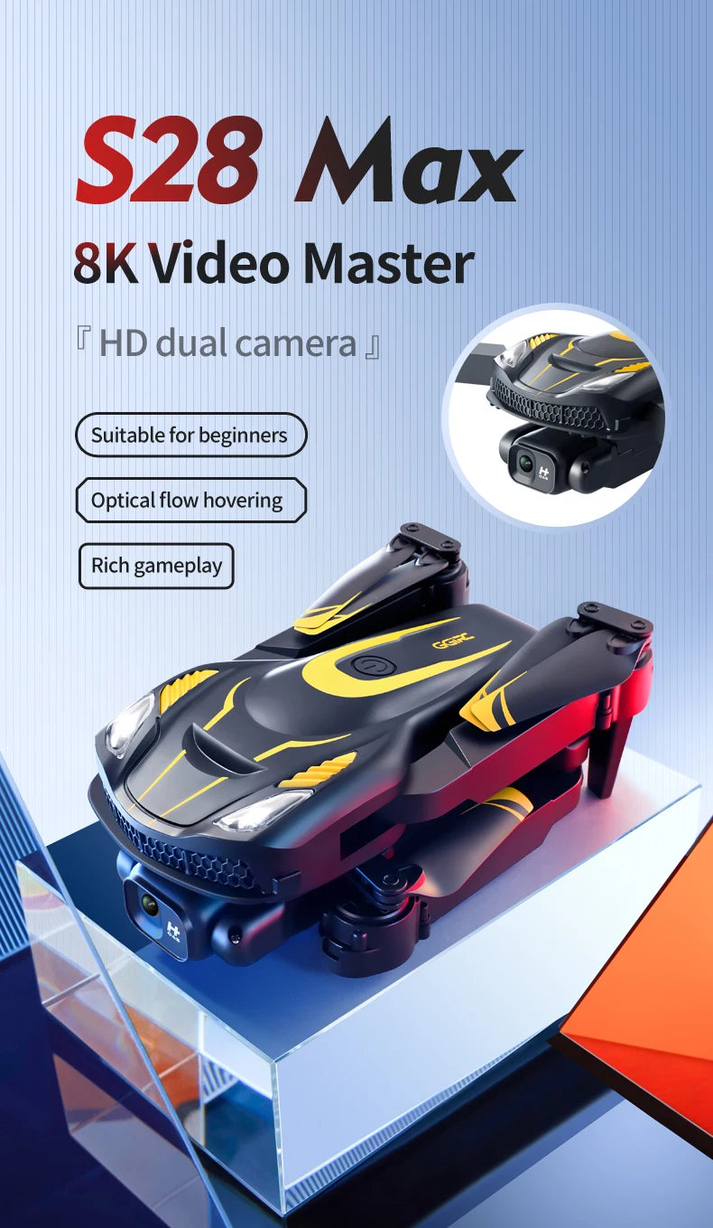 2024 전문 드론 듀얼 카메라, HD 완벽한 장애물 회피 카메라, 와이파이 FPV 드론, 항공 사진 RC, S28MAX, 최신