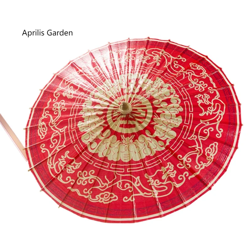 

Chinese Wedding Waterproof Beach Umbrella Wedding Rainproof Practical Pure Handmade Oil Paper Umbrella Parasol Handu Cosplay