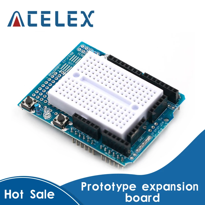 UNO ProtoShield prototype expansion board with SYB 170 mini breadboard ...