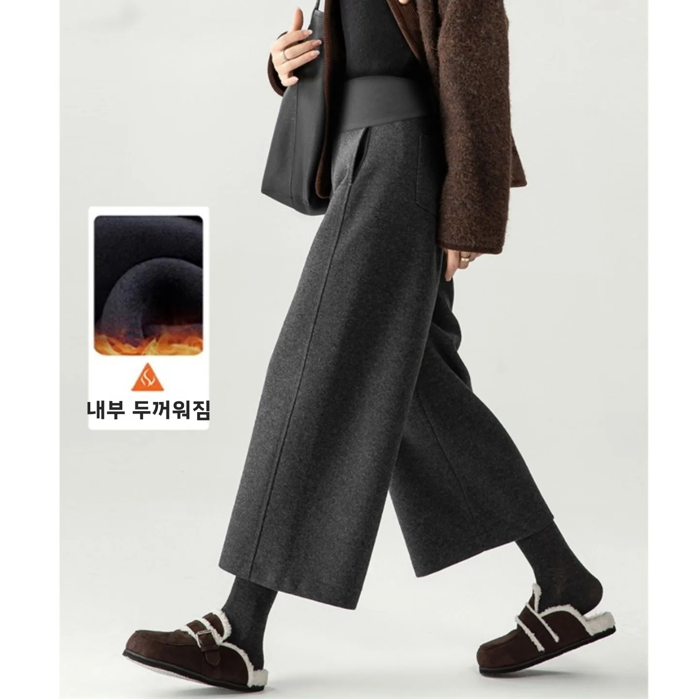 Adela 출산 바지 겨울 두꺼운 모직 랩 어라운드 벨리 서포트 아우터 임산부를..